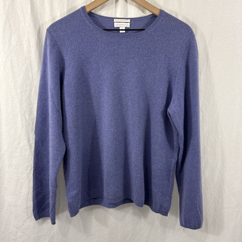 Charter Club 2ply Purple Cashmere Womens Sweater Sz XL Cozy Fall Classic